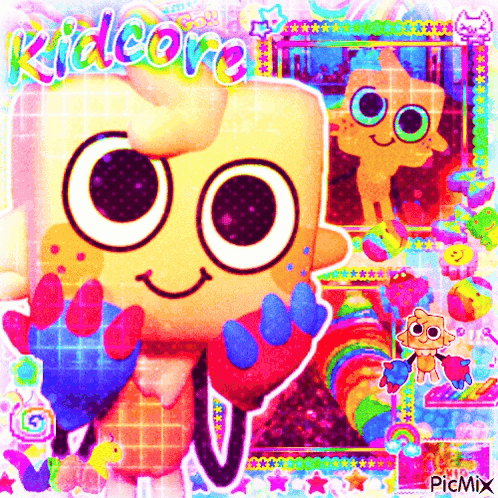 A Cartoon Character With Big Eyes Is Holding A Ice Cream Cone And Smiling . GIF