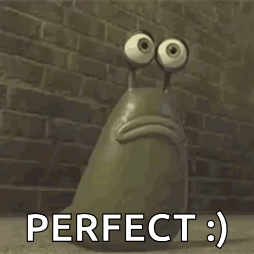 A Cartoon Character With Big Eyes Is Screaming And Saying `` Perfect ; '' GIF