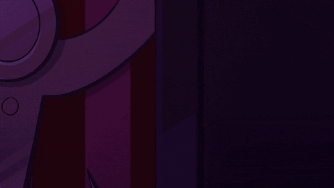A Cartoon Character With Big Red Eyes Is Peeking Out From Behind A Door . GIF