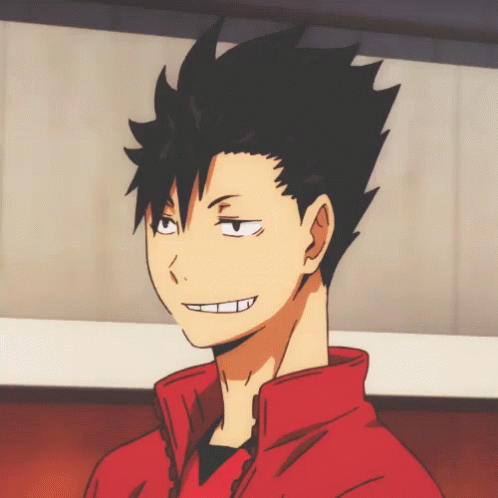 A Cartoon Character With Black Hair And A Red Jacket Is Smiling GIF
