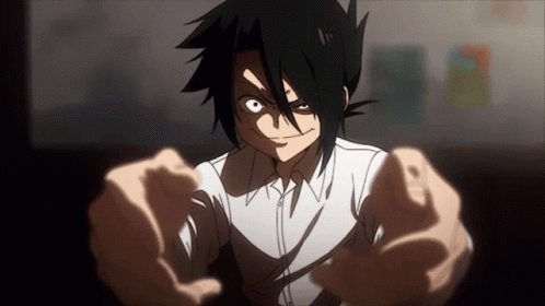 A Cartoon Character With Black Hair And A White Shirt Is Making A Funny Face GIF