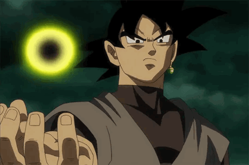 A Cartoon Character With Black Hair Is Holding A Yellow Circle In His Hand . GIF