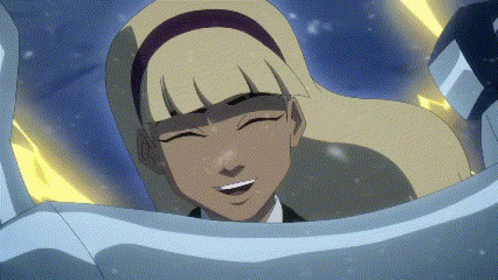 A Cartoon Character With Blonde Hair And A Purple Headband Smiles GIF