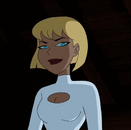 A Cartoon Character With Blonde Hair And Blue Eyes Is Looking At The Camera GIF