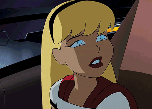 A Cartoon Character With Blonde Hair And Blue Eyes Is Looking Up GIF