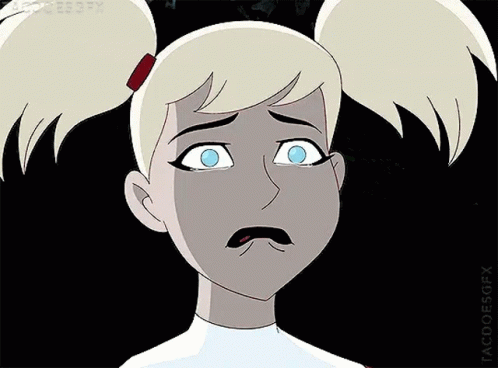 A Cartoon Character With Blonde Hair And Blue Eyes Is Making A Funny Face . GIF