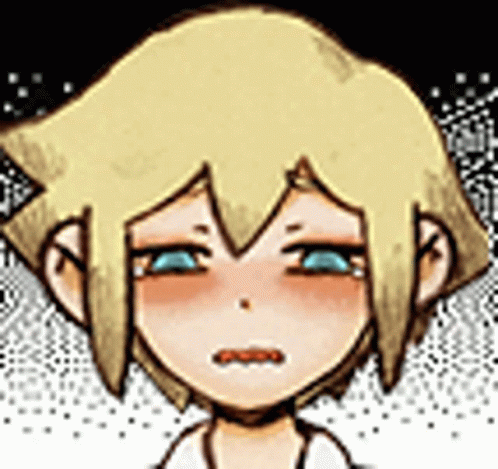 A Cartoon Character With Blonde Hair And Blue Eyes Is Making A Funny Face . GIF