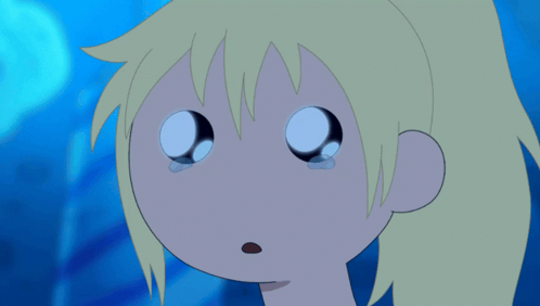 A Cartoon Character With Blonde Hair Is Crying GIF