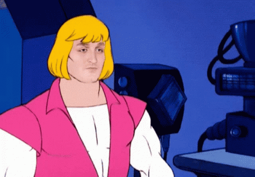 A Cartoon Character With Blonde Hair Is Wearing A Pink Shirt GIF