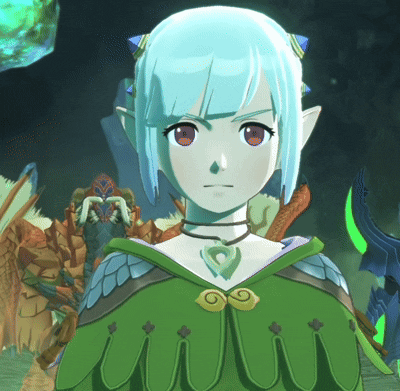 A Cartoon Character With Blue Hair And A Green Outfit GIF