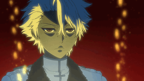 A Cartoon Character With Blue Hair And Yellow Highlights GIF