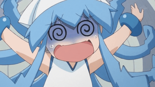 Blue Hair Cartoon Character Swirling Eyes GIF