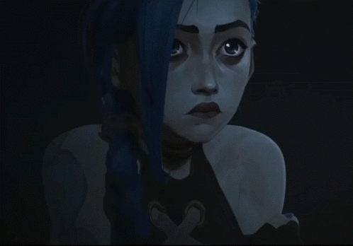 A Cartoon Character With Blue Hair Is Looking At Something GIF