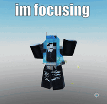 A Cartoon Character With Blue Hair Is Standing In Front Of A Blue Background With The Words Im Focusing On It GIF