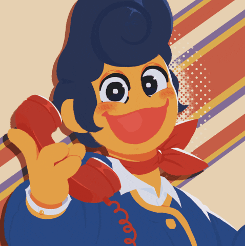 A Cartoon Character With Blue Hair Is Talking On A Red Telephone GIF