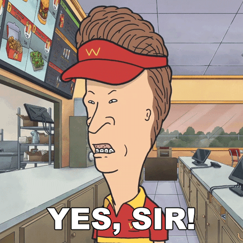 A Cartoon Character With Braces On His Teeth Says " Yes Sir " GIF