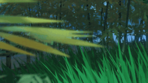 A Cartoon Character With Chinese Writing On His Back Is Standing In A Forest GIF