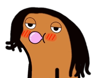 a cartoon character with dreadlocks blowing a bubble gum
