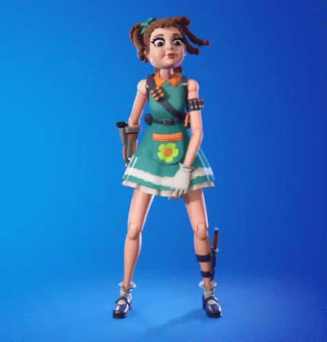 A Cartoon Character With Dreadlocks Is Wearing A Green Dress With A Flower On The Pocket GIF