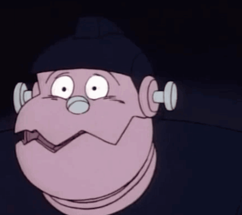 A Cartoon Character With Dumbbells On His Ears GIF