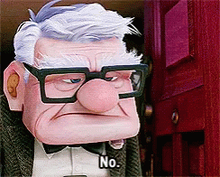 A Cartoon Character With Glasses And A Big Nose Says " No " GIF