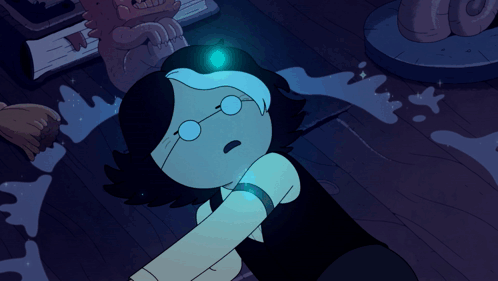 Cartoon Character With Glasses And Blue Light GIF
