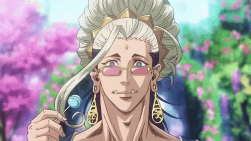 A Cartoon Character With Glasses And Earrings Is Holding A Lollipop . GIF
