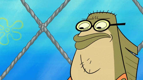 Cartoon Character With Glasses And Stitches Behind Fence GIF