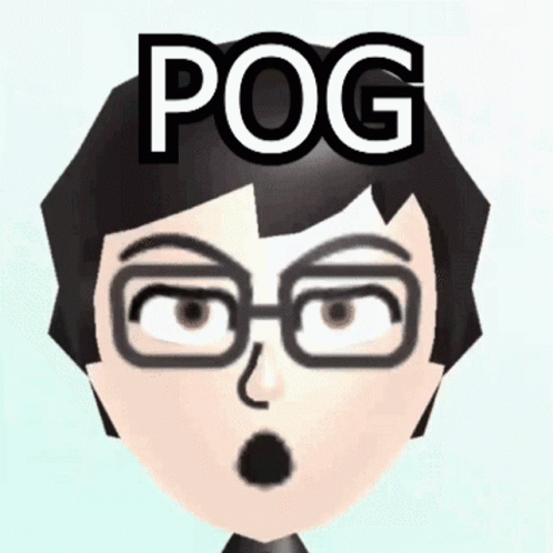 A Cartoon Character With Glasses And The Word Pog On Top GIF