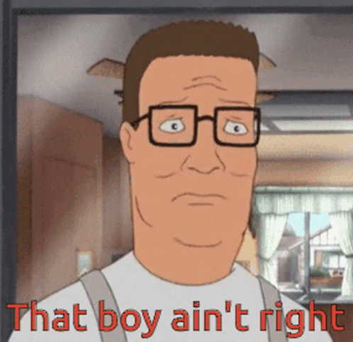 A Cartoon Character With Glasses And The Words That Boy Ain 'T Right GIF