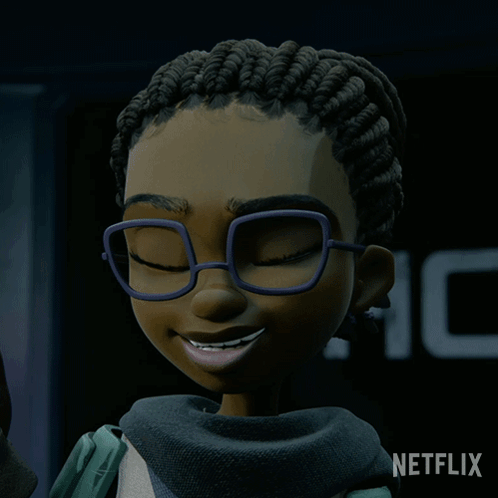 A Cartoon Character With Glasses And The Words Too Easy Netflix GIF
