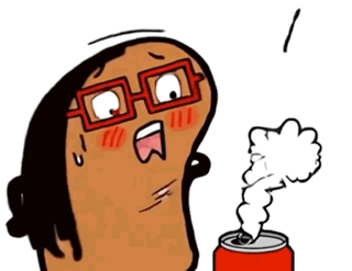 A Cartoon Character With Glasses Is Drinking From A Can Of Soda GIF
