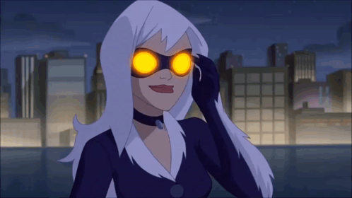 A Cartoon Character With Glowing Eyes Is Standing In Front Of A City GIF