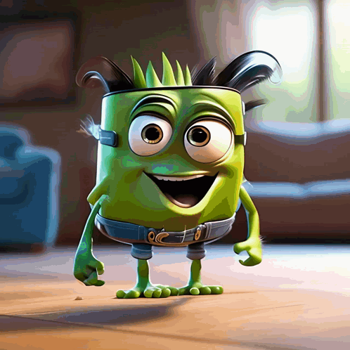 A Cartoon Character With Green Arms And Legs Is Wearing Shorts GIF