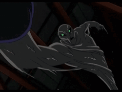 A Cartoon Character With Green Eyes Is Standing On A Roof GIF