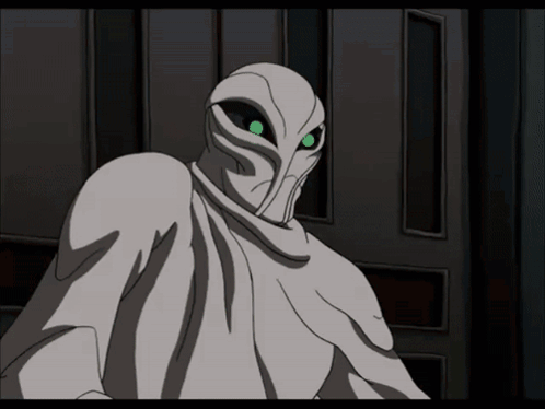 Cartoon Character With Green Eyes And White Cape GIF