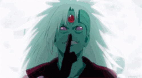 A Cartoon Character With Green Hair And A Red Eye Is Holding His Finger To His Lips GIF