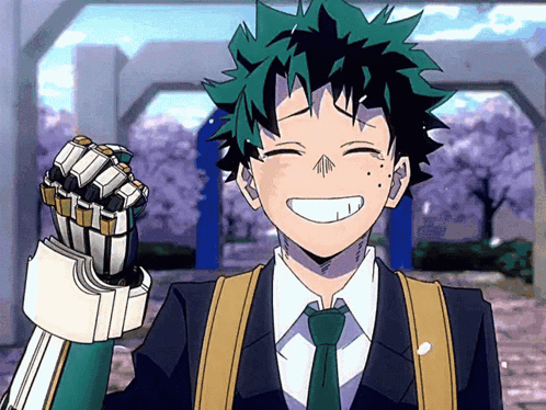 A Cartoon Character With Green Hair And A Robot Arm GIF