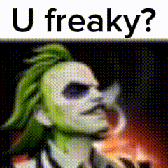 A Cartoon Character With Green Hair Is Smoking A Cigarette And The Words U Freaky Are Above Him . GIF