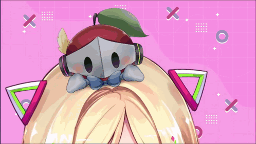 A Cartoon Character With Headphones And A Leaf On His Head GIF