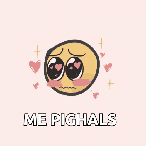 A Cartoon Character With Hearts And The Words " Me Pighals " GIF