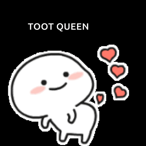 A Cartoon Character With Hearts Coming Out Of His Butt And The Words Toot Queen Above Him . GIF