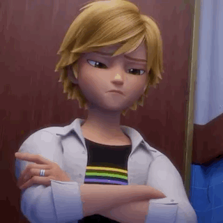 A Cartoon Character With His Arms Crossed And A Ring On His Finger . GIF