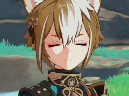 A Cartoon Character With His Eyes Closed And A Fox Ear GIF