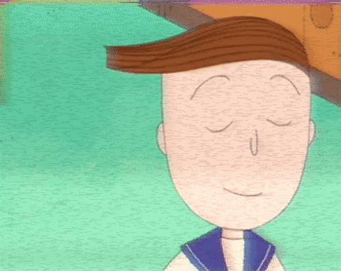 A Cartoon Character With His Eyes Closed And A Sailor Collar On GIF