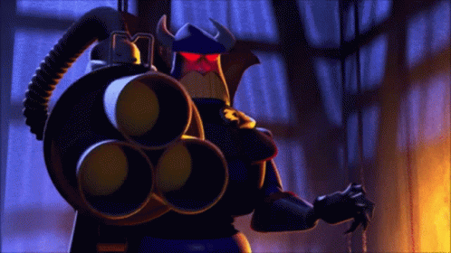 A Cartoon Character With Horns And A Beard Is Holding A Cannon GIF