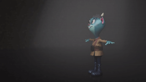 A Cartoon Character With Horns And A Crown On His Head Stands With His Arms Outstretched GIF