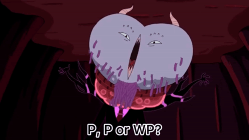 A Cartoon Character With Horns And A Mouth That Says P P Or Wp GIF