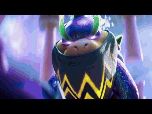 A Cartoon Character With Horns And A Purple Head GIF