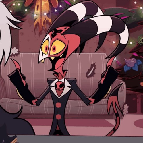 Cartoon Character With Horns And Skull Necklace GIF